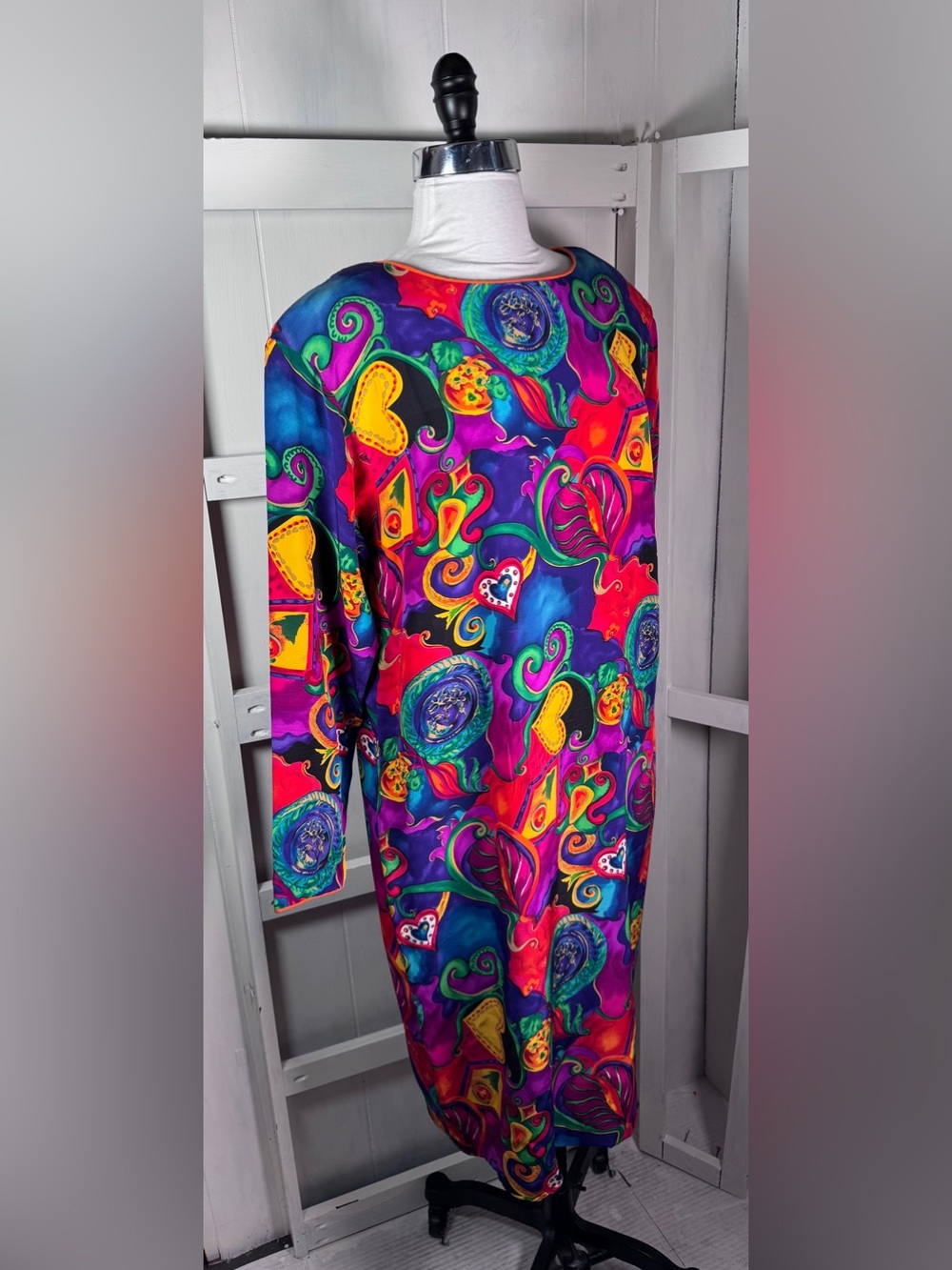 Retro NEW 100% silk vibrantly colored shift dress size 10